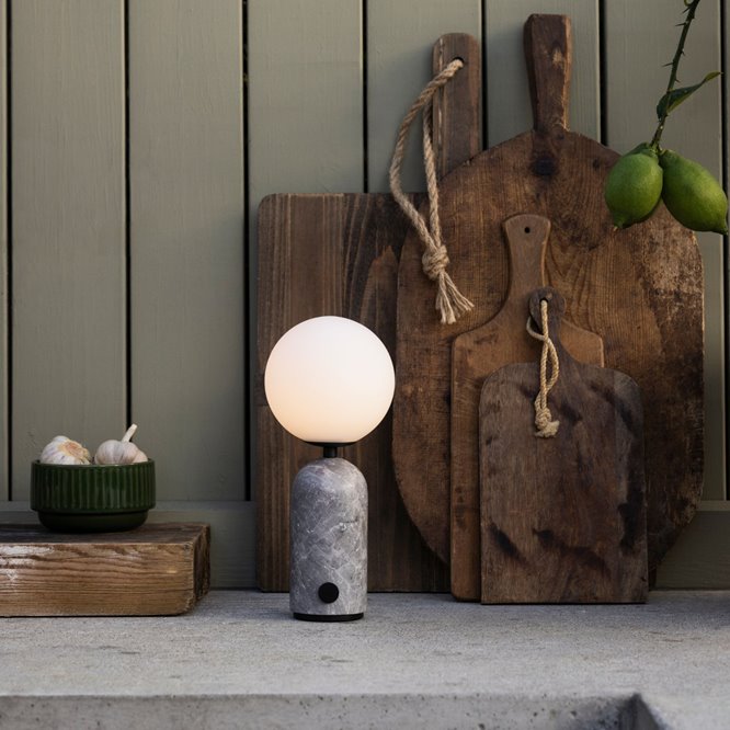 Marmurowa lampka stołowa przenośna szara Torrano Globen Lighting